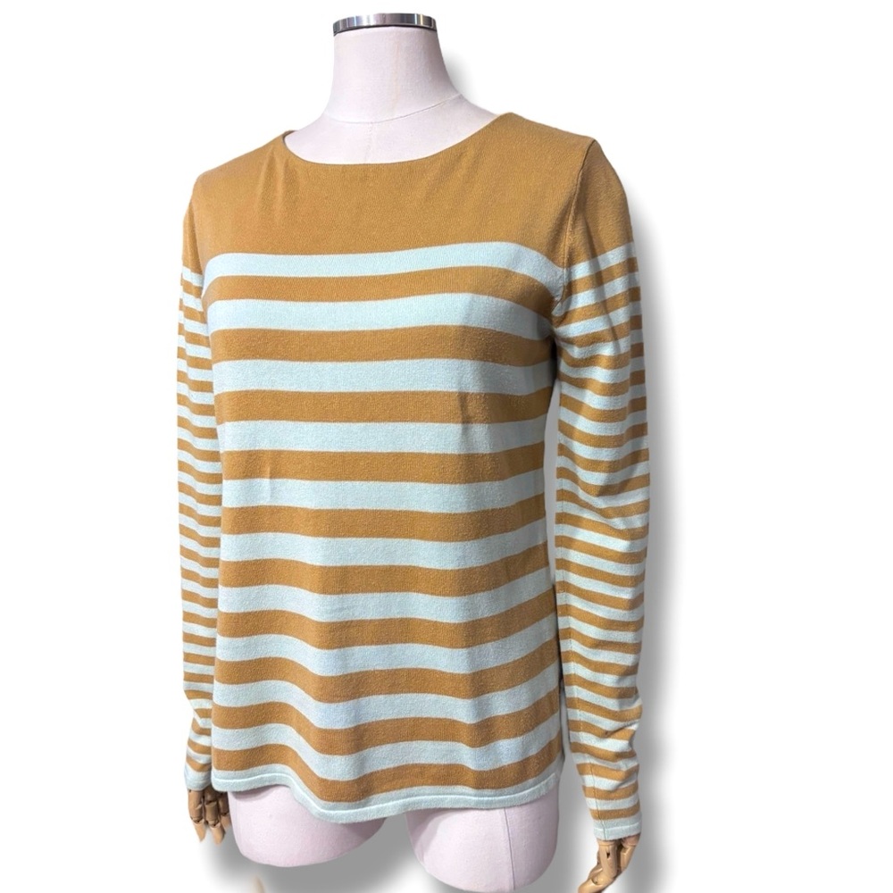 J. MCLAUGHIN Blue & Tan Cotton Blend Poet Sweater